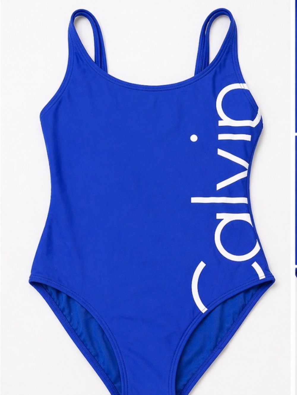 Calvin Klein Blue One Piece Swimsuit Size 12 | Bold Logo Side | Athletic Fit